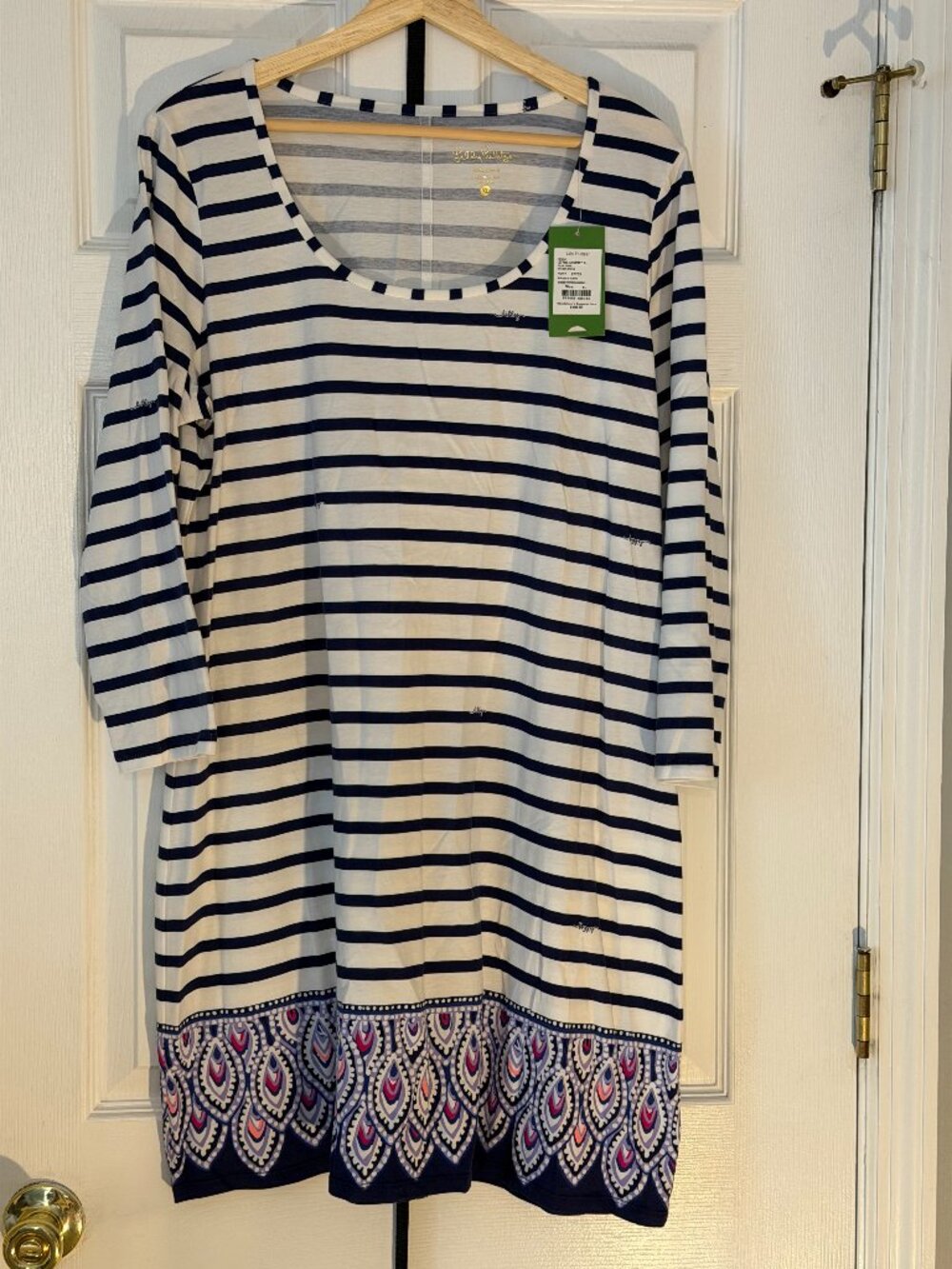 Lilly Pulitzer Beacon Dress in Bright Navy Serene Stripe Engineered